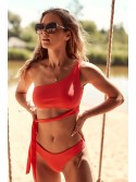 Two-piece asymmetrical coral swimsuit K17 - Online store - Boutique